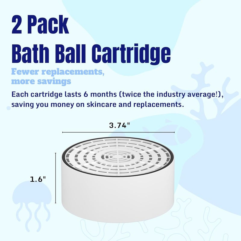 YACVRLT 2 Pack Bath Filter Cartridge Replacement | 10-Stage 5,000 Gallons Filtration | Universal Fit for Most Bath Filters | Removes Chlorine, Fluoride, Heavy Metals | Durable & Skin-Safe, BPA Free - Image 3